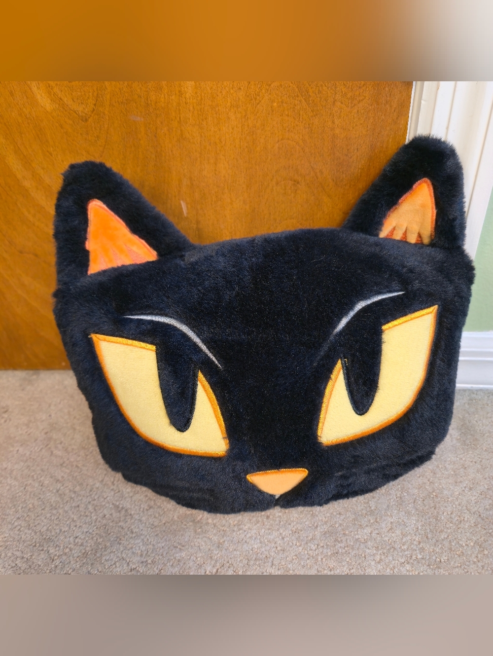 Hyde & Eek (Target) Black Cat Shaped Halloween Throw Pillow Plush 2021